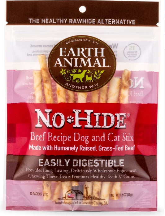 Earth Animal No Hide Beef Stix Dog Treats, 10 Pack