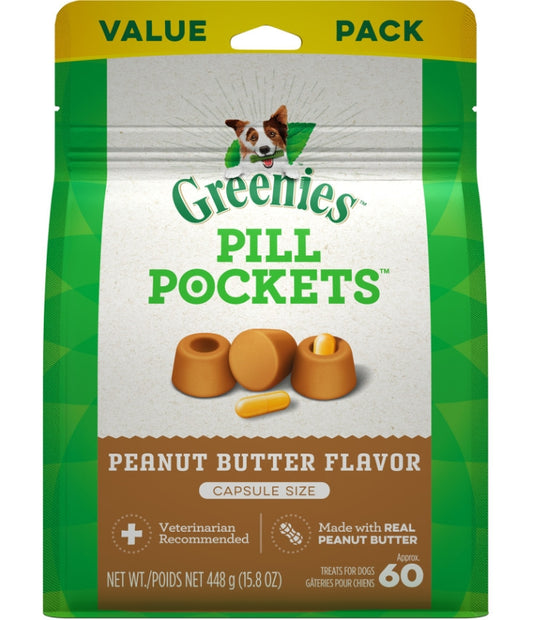 Greenies Pill Pockets for Capsules Dog Treats Peanut Butter, 15.8 oz